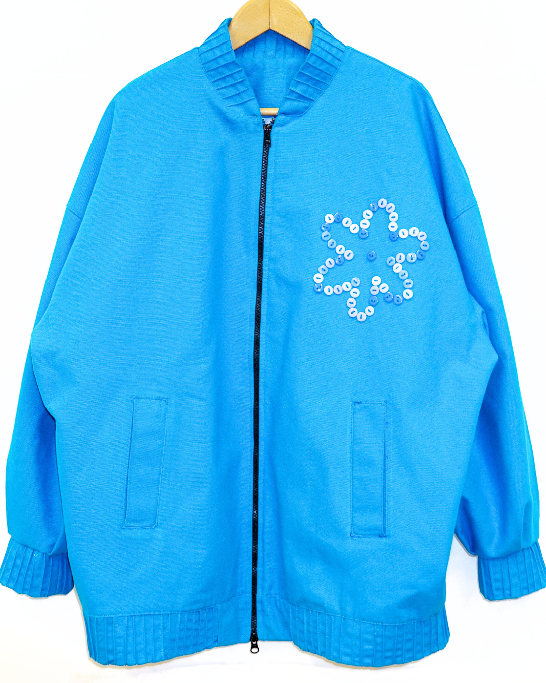 BUTTON FLOWER BOMBER JACKET