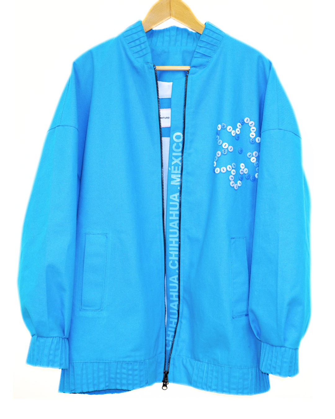 BUTTON FLOWER BOMBER JACKET